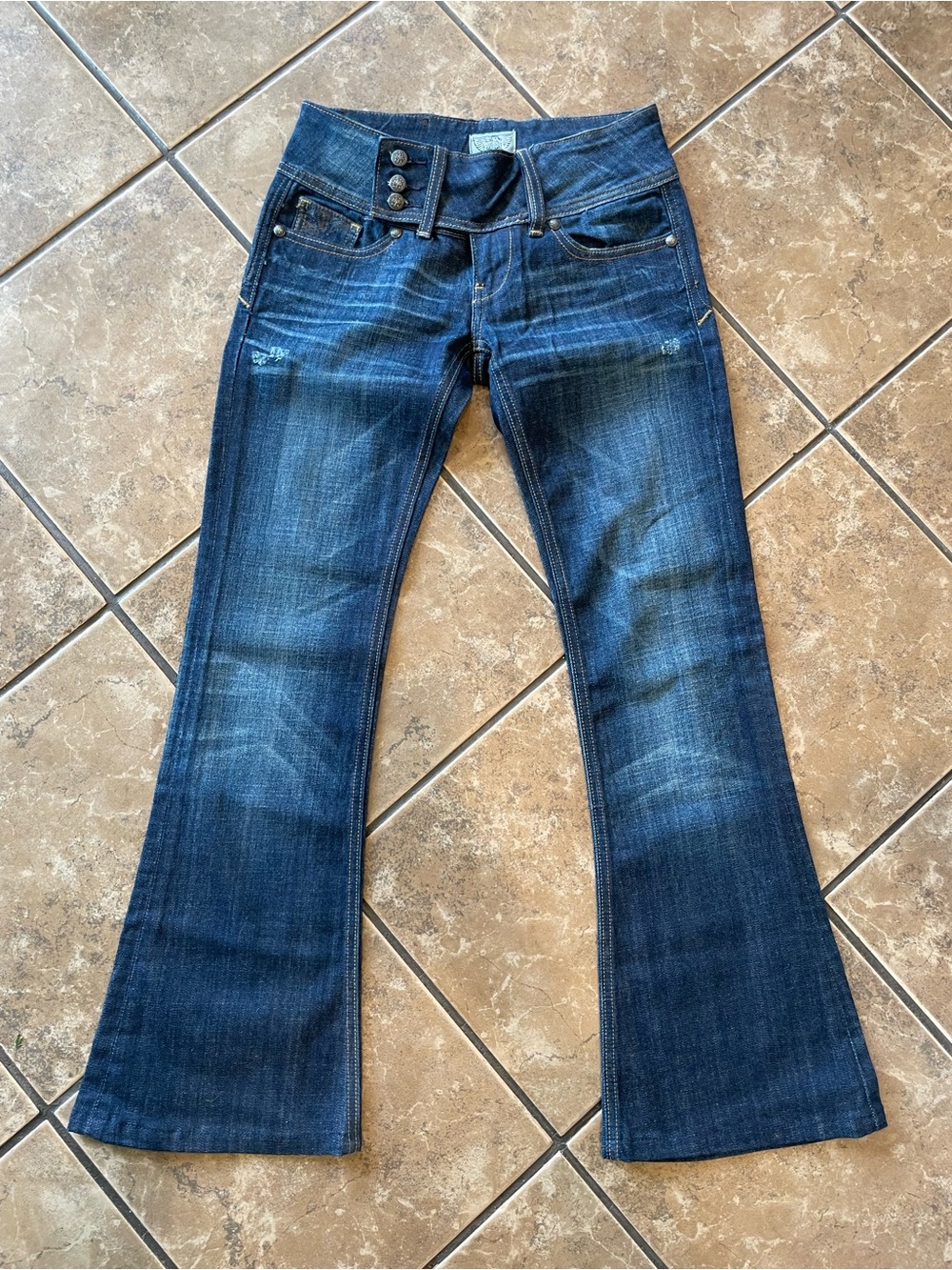 Women's Dark Blue flared Los Angeles Rerock For Express jeans size 0